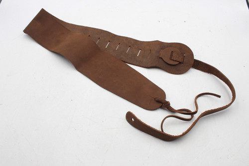 Vintage Unbranded Wide Suede Leather Guitar Strap - Brown Scratch-Free Ladder Style with Acoustic Tie, NOS