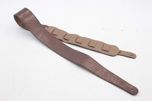 Vintage Unbranded Wide Textured Leather Guitar & Bass Strap - Mocha Brown, Scratch-Free Ladder Style