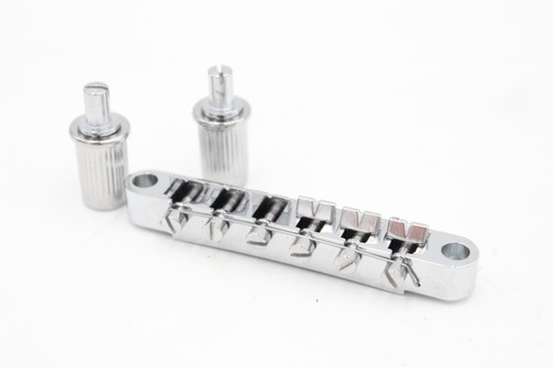 Tune-O-Matic Chrome Guitar Bridge Saddle w/ Posts