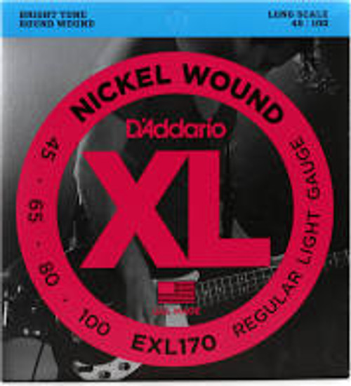 D'Addario Nickel Wound XL EXl170 Long Scale Bass Strings: 45-100 (Regular Light)