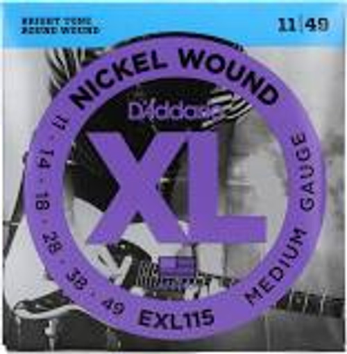 D'Addario XL Nickel Wound EXL115 Round Wound Guitar Strings: 11-49 (Medium)