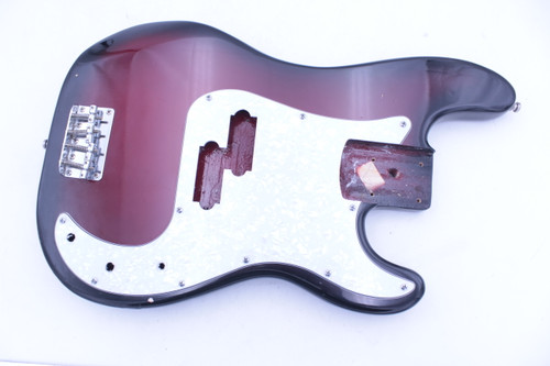 Lotus Vintage P-Bass Style Red Burst Bass Guitar Body w/ some parts