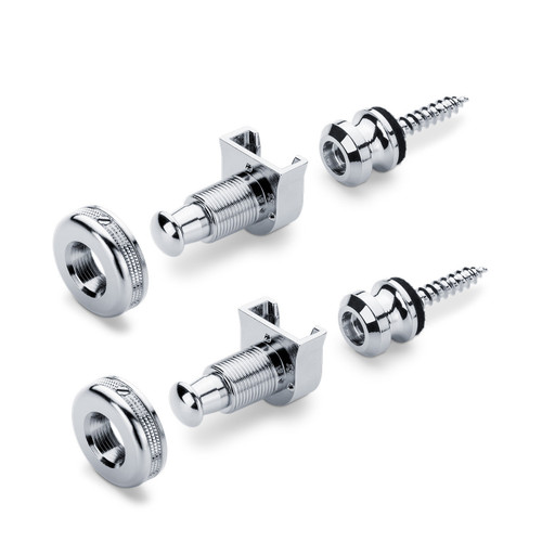 Genuine Schaller Chrome S-Lock S Guitar Strap Locks Pair/Set, Made in Germany