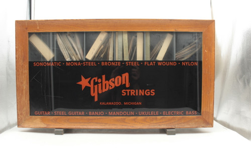 1950's Gibson String Counter Display Case - Reverse Painted Glass- w/ Strings!