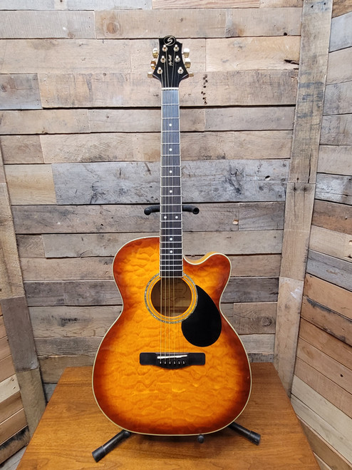 Greg Bennett Samick OM-100QCE "Vintage" Antique Burst Acoustic Guitar