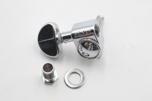 (1) Single Grover Chrome Guitar HIGH Side 90 Tuner Tuning Peg Ferrule & Washer