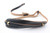 Vintage 1960s Trophy Style Skinny Leather Guitar Strap - Brass Pad Brackets, Black Felt, Made in USA NOS