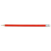A grey-lead HB pencil with a bright red body and a sharpened point.