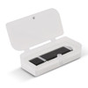 A Quadra 4GB Flash Drive in a transparent case. The drive is compact and features a sleek black design.