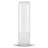 A lip balm tube in a clear, cylindrical design.