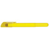 A yellow wax highlighter with a clear cap and a broad tip, designed for highlighting text.