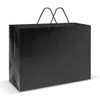 A black laminated carry bag, extra large, with dual black handles.