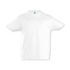 A white SOLS Imperial Kids T-Shirt featuring a classic crew neck design and short sleeves.