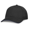 A black cap featuring a curved brim and a classic design, suitable for casual wear.