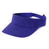 A purple sun visor with a wide brim and adjustable strap.