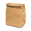 A kraft paper cooler lunch bag with a fold-over top. The bag has a simple, uncoated texture and a neutral brown color.
