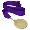 A podium medal with a 65mm gold medal attached to a purple satin ribbon.