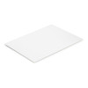 A2 Desk Planner with 50 leaves in plain white, featuring a simple design and a logo in one corner.