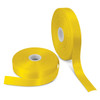 Two rolls of bright yellow personalised ribbon stacked beside each other, featuring smooth, satin-like texture.