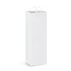 A white laminated paper wine bag with two white handles and a branding logo.