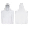 A white hooded towel with a simple design, featuring a hood and no visible branding.