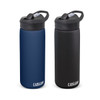 A drink bottle set featuring two CamelBak Eddy+ Vacuum Bottles in navy blue and black, both with a logo.