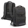 A grey Swiss Peak Voyager Laptop Backpack featuring padded straps and multiple compartments. It has a logo on the front.