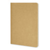 A tan Moleskine Cahier journal with a flexible cover and rounded corners, featuring a logo on the front.
