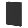 A large black Moleskine Pro hard cover notebook with an elastic band and logo on the front.