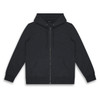 A dark navy unisex hoodie featuring a zip front, kangaroo pockets, and a hood. Includes a logo.