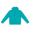 A turquoise unisex hoodie featuring a pouch pocket and a hood, with a drawstring and ribbed cuffs.