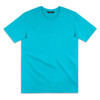 A bright turquoise women's T-shirt with a classic crew neckline and short sleeves. Features a logo on the label.