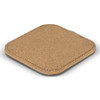 A square wireless charger in a natural brown colour with a textured finish and rounded edges. Features a logo.