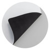 A slimline mouse mat featuring a smooth white top and a textured black underside for grip.