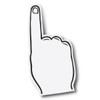 A white foam hand with a black outline, featuring an upward-pointing finger.