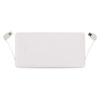 A white power bank with built-in cables for charging devices. It features an unobtrusive logo and indicator lights.