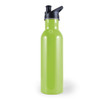 A drink bottle in a vibrant green color with a black flip-top spout.