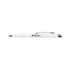 A Stingray Pen in white with a silver clip, featuring a logo on the barrel.