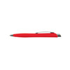 A red Stingray pen with a smooth plastic body and a silver clip. Features a simple, sleek design.