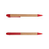 A cardboard pen with a red clip and tip, featuring a natural brown paper barrel, is displayed from two angles.