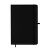 A black A5 notebook with a smooth cover and an elastic band closure, designed for office and business use.