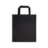 A black cotton short handle tote bag with two top handles.