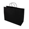 A black extra large paper bag with twisted handles and a smooth surface. The bag has a plain design and no text.