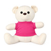 A plush bear with a cream body and pink shirt, designed as "The Original Signature Calico Bear."