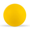 A round yellow stress ball, smooth and bright, ideal for relieving stress.