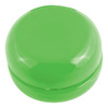 A green yo-yo with a glossy finish, round in shape, prominently displayed.