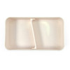 A beige Stax Eco Lunch Box featuring a divider in the center. The lunch box is designed to hold food items separately.