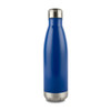 A drink bottle in a vibrant blue colour with a stainless steel base and a sleek, modern design.