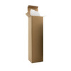 A tall, open cardboard box containing tissue paper, suitable for packaging items.