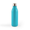 A drink bottle featuring a sleek turquoise aluminum design with a stainless steel lid.